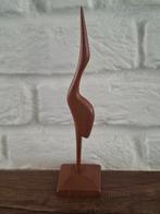 Vintage houten reiger / kraanvogel. H 20 cm. Jaren 60-70., Ophalen of Verzenden