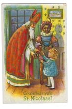 Sinterklaas en Zwarte Piet Glans kaart  1934, Ophalen of Verzenden, 1920 tot 1940, Gelopen, Kinderen
