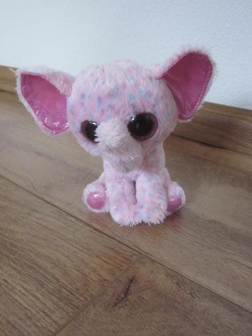 TY pastelkleurig pluche olifant Ellie roze glitter omrande o beschikbaar voor biedingen