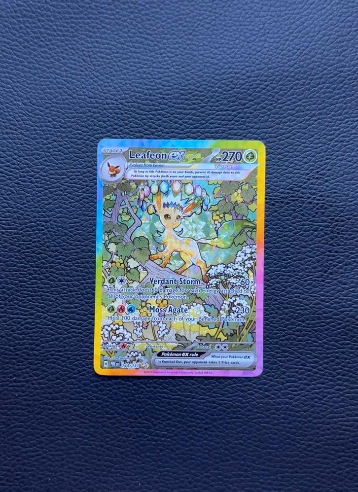 Leafeon ex #144 Pokemon Prismatic Evolutions | Ruil Mogelijk, Hobby en Vrije tijd, Verzamelkaartspellen | Pokémon, Zo goed als nieuw
