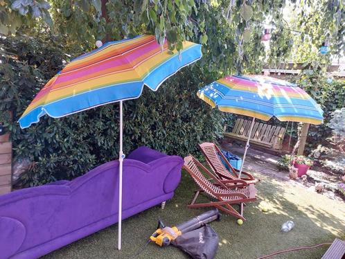 STRANDPARASOLS / PARASOL Z.G.A.N 2 STUKS OOK KANTELBAAR, Tuin en Terras, Parasols, Zo goed als nieuw, Strandparasol, 1 tot 2 meter