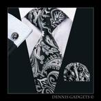 Dennis Gadgets: 100 % zijden stropdas ( 3 delig !! ) DG 1582, Nieuw, Met patroon, Zwart, Ophalen