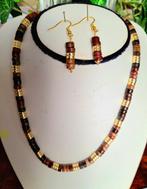 PICASSO JASPIS met Hematiet ketting met oorbellen, handgema, Ophalen of Verzenden