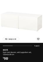 Witte Ikea Besta kast met greeploze deuren., Ophalen, Gebruikt, 25 tot 50 cm, Minder dan 100 cm