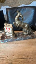 Art Deco eeuwigdurende kalender.  antiloop op marmeren voet, Ophalen of Verzenden