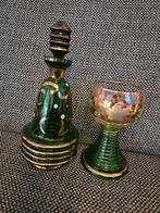 Groen Glas Karaf + Glas, Vintage Set., Antiek en Kunst, Ophalen of Verzenden