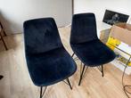 Twee elegante blue navy velvet stoelen, Huis en Inrichting, Stoelen, Ophalen, Twee, Blauw, Velvet