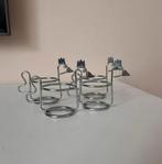 4x eierdoppen kipje metaal vintage chroom chicken spiral, Overige materialen, Ophalen of Verzenden, Zo goed als nieuw, Bord(en)