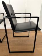 6x Arco Frame zwart leren eetkamerstoelen, Ophalen, Modern design, Gebruikt, Zwart