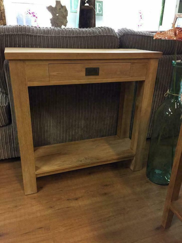 Sidetable TEAKHOUT 80x30 ( e.a. modellen mogelijk ) Stevig., Huis en Inrichting, Tafels | Sidetables, Nieuw, 25 tot 50 cm, Rechthoekig
