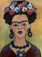 Frida Kahlo, op doek, eigen werk, 40/50 c.m, Antiek en Kunst, Kunst | Schilderijen | Modern, Ophalen of Verzenden