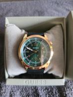 Guess Herenhorloge - Gouden Kast, Groene Wijzerplaat, Ophalen, Overige materialen, Leer, Polshorloge