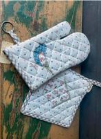 Set ovenwant pannenlap vogel vogelhuisje clayre&Eef katoen, Huis en Inrichting, Keuken | Textiel, Blauw, Clayre&Eef, Overige typen