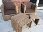 Loungeset 2 losse stoelen incl 3 hockers en kussens, Tuin en Terras, Kunststof, Gebruikt, Bijzettafel, Loungeset