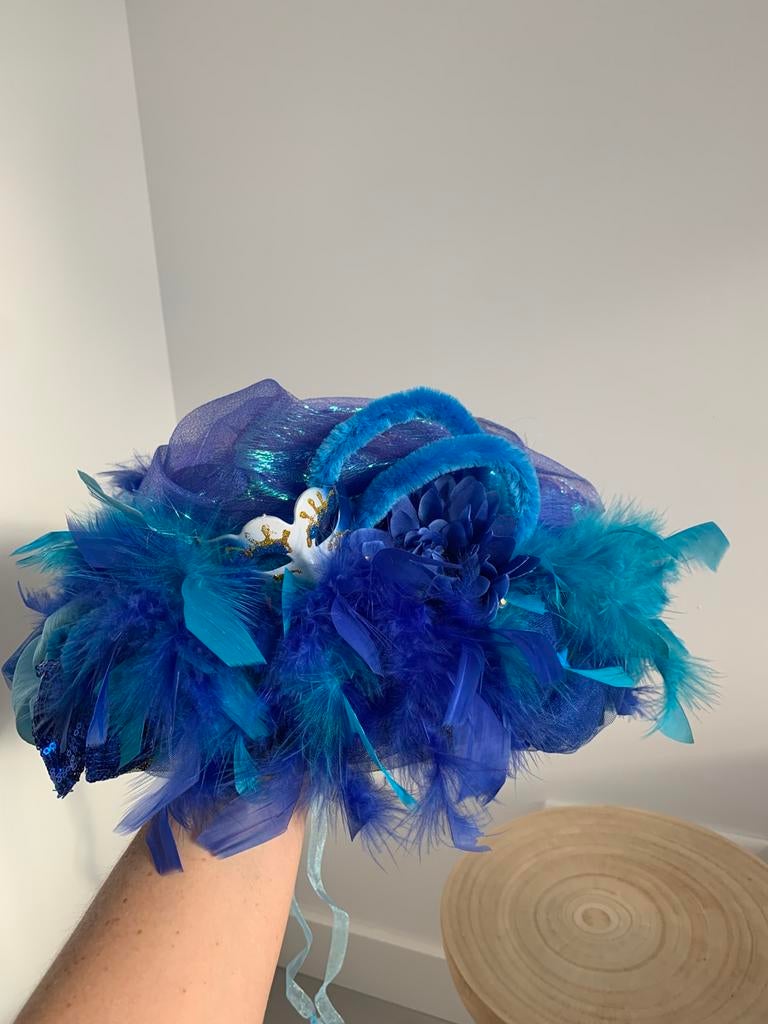 Blauwe hoed voor carnaval met lichtjes, Ophalen, Zo goed als nieuw, Carnaval, Accessoires