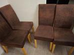 4 Suede Eethoek Stoelen, Gebruikt, Bruin, Ophalen of Verzenden, Vier