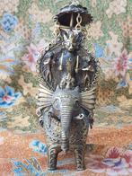 Olifant met berijder prachtig antiek brons beeld uit India., Ophalen of Verzenden
