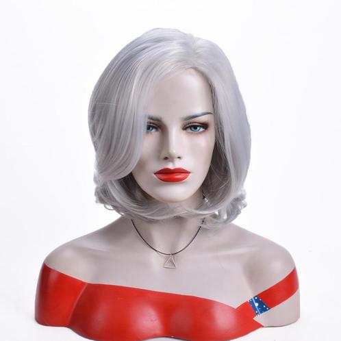 Dames Grijze Pruik Haar Halflang Vrouwen Haren Haar Grijs, Sieraden, Tassen en Uiterlijk, Uiterlijk | Haarverzorging, Nieuw, Pruik of Haarverlenging
