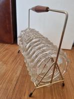 Vintage Kristallen Onderzetters met Houder, Ophalen of Verzenden, Gebruikt, Glas of Kopje