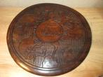Houten bord onderbord met olifanten en een neushoorn, Ophalen of Verzenden, Gebruikt