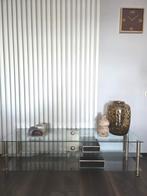 TV-meubel / Sidetable goud glas 150 cm, Ophalen, Met plank(en), 100 tot 150 cm, 25 tot 50 cm