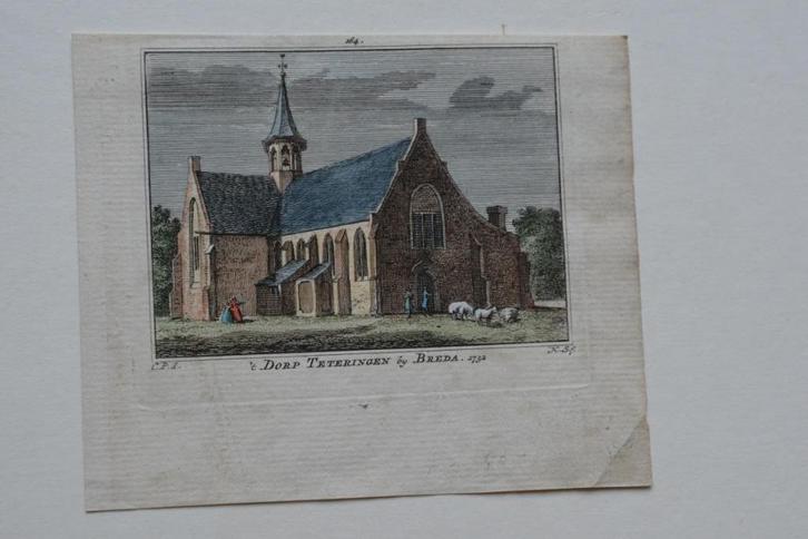 TETERINGEN bij BREDA Kopergravure 1786-1792 handgekleurd GY8, Antiek en Kunst, Kunst | Etsen en Gravures, Verzenden