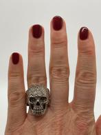 Z364 Prachtige zilveren designer ring skull maat 20, 20 of groter, Ophalen of Verzenden, Zo goed als nieuw, X