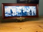 Delfts Blauw Tegeltableau met Molen en Zeilschepen, Ophalen of Verzenden