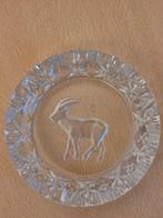 Asbak glas geslepen met steenbok, Ophalen of Verzenden