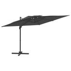 Zweefparasol met dubbel dak 300x300 cm antracietkleurig, Nieuw, Kantelbaar, Zweefparasol, Ophalen of Verzenden