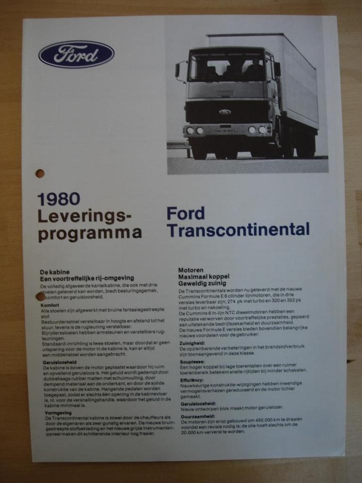 Ford Transcontinental Brochure 1980, Boeken, Auto's | Folders en Tijdschriften, Zo goed als nieuw, Ford, Ophalen