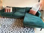 Groene velvet hoekbank van karwei, Ophalen, 250 tot 300 cm, Hoekbank, Zo goed als nieuw