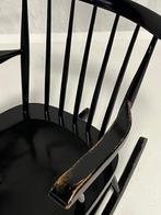 Vintage schommelstoel jaren 60 spijlenstoel fauteuil zwart, Ophalen, Gebruikt, Vintage, 75 tot 100 cm