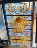 Groot glas in lood raam gebrandschilderd, Antiek en Kunst, Ophalen