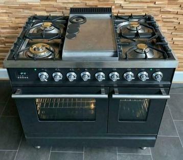 Luxe Fornuis Boretti 90cm antraciet met rvs beslag 5 pit beschikbaar voor biedingen