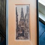 Oude Ets LEIDEN Stadhuistoren ca.1920 Marius Janssen Antiek, Antiek en Kunst, Ophalen of Verzenden