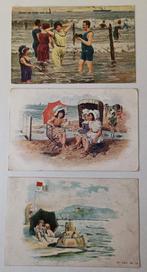 Set oude ansichtkaarten aan zee / het strand wijk aan zee, Ophalen of Verzenden, 1920 tot 1940, Klederdracht