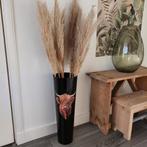 Decoupage vaas zwart met pluimen, Ophalen, 50 tot 75 cm, Zwart, Nieuw