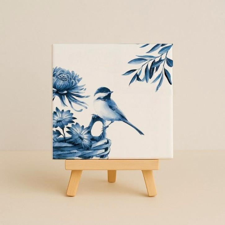 Wandtegeltje koolmees, Huis en Inrichting, Woonaccessoires | Wanddecoraties, Nieuw, Ophalen of Verzenden