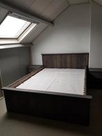 Steigerhouten bed, extra lang. Incl 2 nachtkastjes, Ophalen, Zo goed als nieuw, Tweepersoons