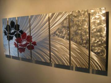 " Metal 2 Flowers " Aluminium 7 luik Metal Art beschikbaar voor biedingen