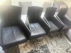 4 Zwarte Lederen Stoelen, Ophalen, Gebruikt, Zwart, Leer
