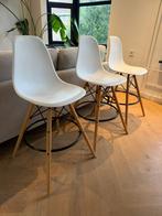 Set van 3 Witte Barkrukken met Rugleuning, Huis en Inrichting, Barkrukken, Ophalen, Kunststof, Gebruikt, 90 cm of meer