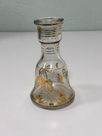 Vintage glazen vaas 20cm glas met palmboom bloemen vaas, Ophalen of Verzenden