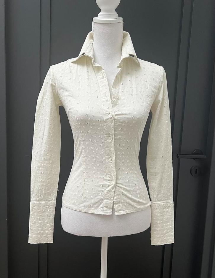 Fabbri Boutique broderie anglaise overhemd maat 36 - S, Kleding | Dames, Blouses en Tunieken, Zo goed als nieuw, Maat 36 (S), Ophalen of Verzenden