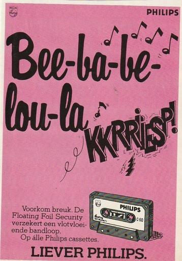 retro reclame 1980 Philips cassettebandje voorkom breuk beschikbaar voor biedingen