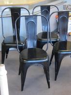 set van 4 Tolix stoelen, Ophalen, Gebruikt, Zwart, Vier