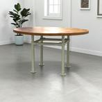 Massief eikenhouten eettafel 140 cm industrieel onderstel, Huis en Inrichting, Tafels | Eettafels, Niet bekend, 100 tot 150 cm