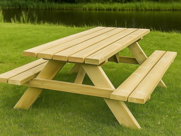 Picknicktafel - ROBUUST - Picknick tafel - extra stevig, Tuin en Terras, Picknicktafels, Nieuw, Rechthoekig, Hout, Ophalen
