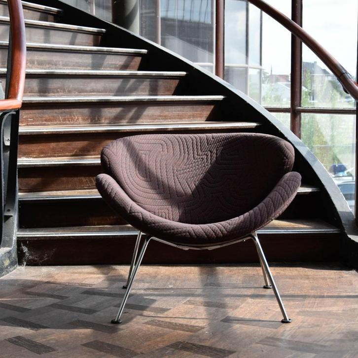 Artifort Orange Slice fauteuil, Huis en Inrichting, Fauteuils, Zo goed als nieuw, Metaal, Stof, 75 tot 100 cm, 75 tot 100 cm, Ophalen of Verzenden